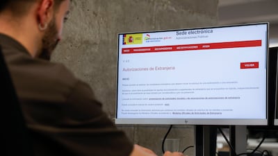 The website of the Ministry of Inclusion, Social Security and Migration, where migrants can apply for extraordinary regularisation. EPA