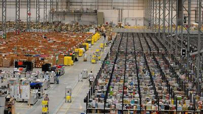A general view of Amazon's Fulfilment Centre is pictured in Peterborough, central England. AFP