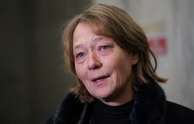 Russell Causley and Carole Packman's daughter Samantha Gillingham at the Parole Board Offices, London, on Monday after the first public hearing in UK history. PA