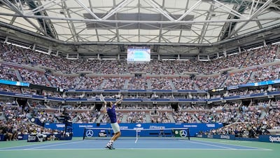 Russia's Daniil Medvedev serves during his US Open final victory over Novak Djokovic of Serbia at Flushing Meadows in New York, on Sunday, September 12. AFP