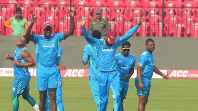 West Indies players warm up during a training session in Cuttack on Saturday. AP