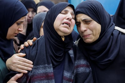 Women mourn at the funeral of Shatha Al Sabbagh. Reuters