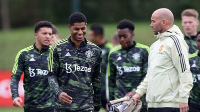 Marcus Rashford during Manchester United's training. Reuters