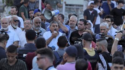 Demonstrators gather in Ramallah in the occupied West Bank on June 30 to denounce the Palestinian Authority following the death of activist Nizar Banat after a violent arrest days earlier.