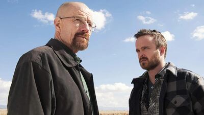 Walter White and Jessie Pinkman, played by Bryan Cranston and Aaron Paul, in hit TV series 'Breaking Bad'. The show has been turned into a Netflix movie. Courtesy AMC