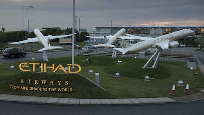 Ready for take-off: Etihad's Dreamliners at the Terminal 4 roundabout at London Heathrow. Photo courtesy Etihad