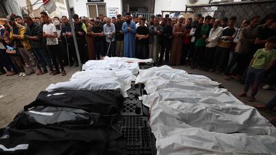 Palestinians mourn relatives killed in the Israeli bombardment of Rafah in the southern Gaza Strip. AFP