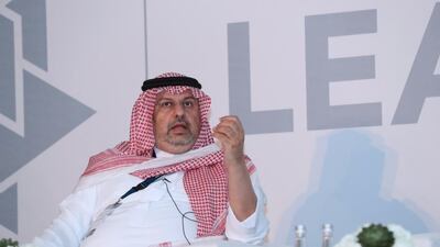 Prince Abdullah bin Mosaad bin Abdulaziz, the owner of Premier League club Sheffield United, speaks at the Leaders in Sport conference in Abu Dhabi. Courtesy Leaders in Sport