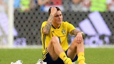 Sweden's Victor Lindelof reacts after the loss. Matthias Hangst/Getty Images