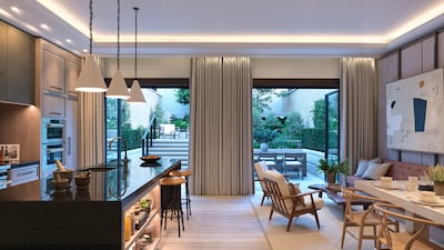 A kitchen and dining area.