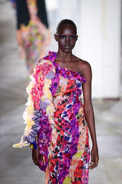 Joyful florals at the Dries Van Noten spring-summer 2023 fashion show. AFP