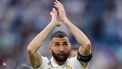 Real Madrid's Karim Benzema applauds fans after the match against Athletic Bilbao at the Santiago Bernabeu - his last game for the club. Reuters