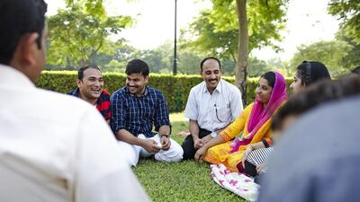 A family celebrates Eid in Safa park, Dubai. Lee Hoagland / The National