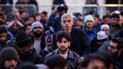 Mayor of London Sadiq Khan joins the 'Open Iftar' Ramadan dinner event at Trafalgar Square in London. EPA / TOLGA AKMEN