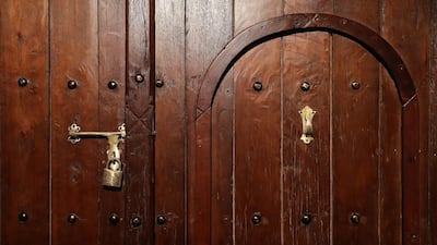A wooden door on display at the Al Shindagha Days culture festival held at Al Shindagha Heritage District in Dubai. Pawan Singh / The National