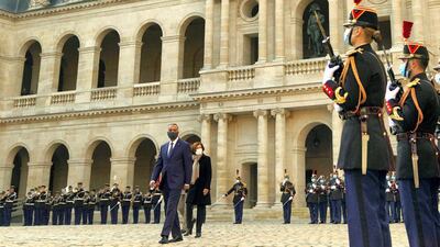Iraqi Prime Minister Mustafa al-Kadhimi arrival for talks in Paris, France. Courtesy Media Office of the Prime Minister