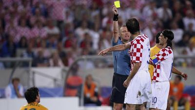 Graham Poll and Josip Simunic (2006) Graham Poll was an elite English referee who had already officiated two games at the 2006 World Cup without incident and was one of only a few names being considered for the final. Yet in the final group-stage tie between Croatia and Australia, he showed Croatian left-back Josip Šimunić two yellow cards without sending him off. Šimunić continued only was eventually dismissed after the final whistle following a third booking for dissent. Poll, perhaps inevitably, was not given the responsibility of refereeing the final and retired within a year. Getty Images