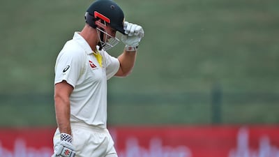 Australia's Mitchell Marsh reacts as he is dismissed in their cricket test match against Pakistan. AP Photo