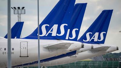 SAS aircraft parked at Kastrup airport after 900 pilots went on strike. AFP
