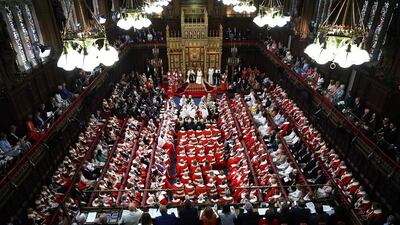 Britain's King Charles III reads the King's Speech from the Sovereign's Throne in the House of Lords chamber, during the State Opening of Parliament in London. AFP