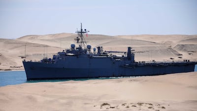 The USS Ponce warship transits through the Suez Canal at the Egyptian port of Ismailia in 2011. AFP