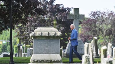 US President Joe Biden returns to his car after services at Saint Joseph on the Brandywine Roman Catholic Church in Wilmington, Delaware, on July 4, 2021. AFP