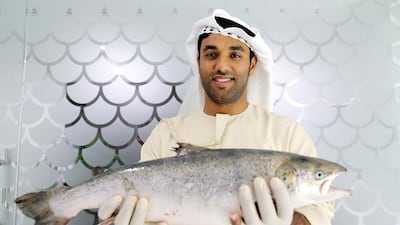 Bader Bin Mubarak, the chief executive of Fish Farm: 'We’ve made salmon in the desert, it’s pretty remarkable.' All photos by Pawan Singh / The National