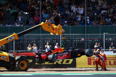 Max Verstappen's damaged Red Bull Racing car. Getty Images