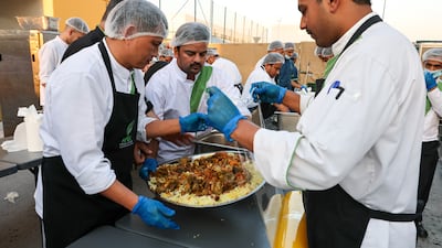 Food being prepared for the mass iftar at EHC