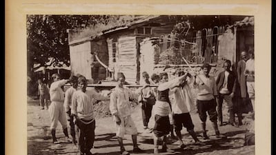 "A Turkish fire engine." Undated, probably from the late 19th century in Istanbul. Part of the Gigord Collection at the Getty Research Institute. Courtesy Getty Research Institute