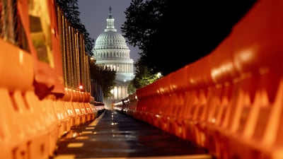 Barriers outside the US Capitol in Washington. Dysfunction in Congress is one of the American political system's many challenges. Bloomberg