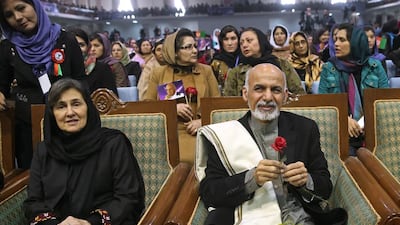 Afghan president Ashraf Ghani and his wife Rula Ghani in Kabul on March 9. Massoud Hossaini / AP Photo