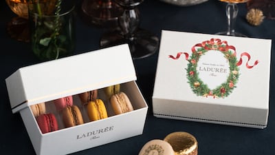 Festive Wreath box of 8 macarons, Dh150, Laduree. Photo: Laduree