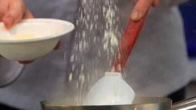 Ryan Clift from Singapore, arranging a Foie gras apple dish.