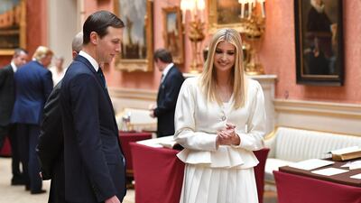 Jared Kushner with his wife Ivanka Trump at Buckingham Palace in London on June 3, 2019. AFP