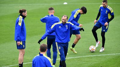 Juventus defender Giorgio Chiellini prepares for the Villareal match. Reuters