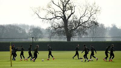 Arsenal Training - Arsenal Training Centre, St Albans, Britain, General view during training Action. Reuters