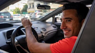 Nour Hadid pulls up in his modified Honda Civic to the race track at Collège Notre Dame de Jamhour, Beirut, Lebanon. Matthew Kynaston for The National