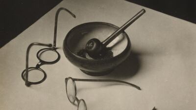 André Kertész (American, born Hungary. 1894–1985). Mondrian’s Glasses and Pipe. 1926. Courtesy The Museum of Modern Art, New York, Thomas Walther Collection