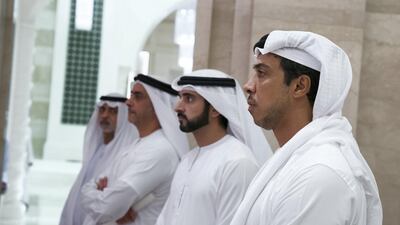 Sheikh Mansour bin Zayed, Deputy Prime Minister and Minister of Presidential Affairs, attends the graduation ceremony alongside Sheikh Hamdan bin Mohammed, Crown Prince of Dubai, Sheikh Saif bin Zayed, Minister of Interior, and Sheikh Nahyan bin Mubarak, Minister of State for Tolerance.