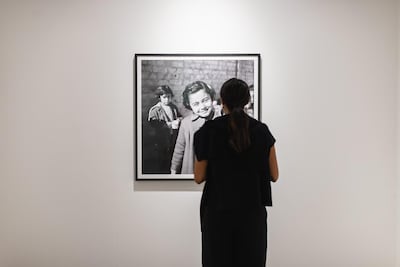 A visitor at an art gallery in Alserkal Avenue, Al Quoz, Dubai
