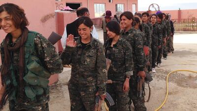 Young Yazidis between the ages of 15 and 30 are being trained under the banner of the Sinjar Resistance Units to fight off ISIL. Jonathan Krohn for The National
