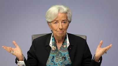 Christine Lagarde, President of the European Central Bank (ECB), warned that the euro-area economy could shrink as much as 12 per cent this year. AFP