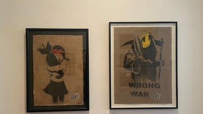 While still an unknown street artist, Banksy made three placards for the 2003 protest against the Iraq War. Photo: Stop the War Coalition