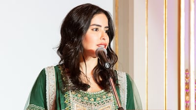 Hend Al Otaiba, UAE ambassador to France, speaks at the event in Paris. Wam