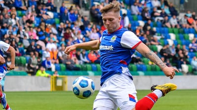 Chris McKee scored for Linfield against Qatar's national team in 2022. Alamy