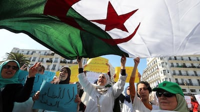 Algerian teachers protest against extending President Abdelaziz Bouteflika's mandate in Algiers, Algeria, 13 March 2019. EPA