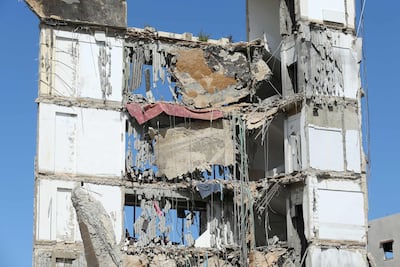 A destroyed Shiite religious complex in the southern Lebanese coastal city of Sidon. AFP