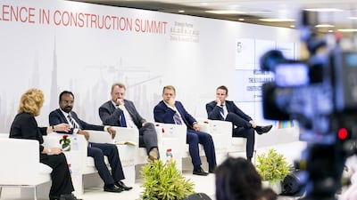 Wael Allan, Drake & Scull’s chief executive, fourth from left, says it will close its GTCC arm outside the UAE. Reem Mohammed / The National