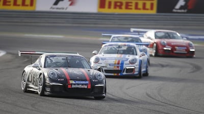 A view the Skydive Dubai Falcons car of Sheikh Hasher Al Maktoum during a Porsche GT3 Cup race last year.